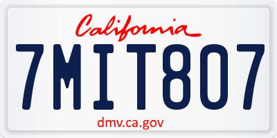 CA license plate 7MIT807
