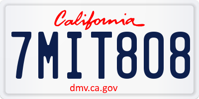 CA license plate 7MIT808