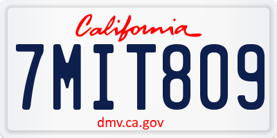 CA license plate 7MIT809