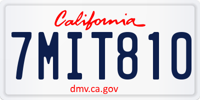 CA license plate 7MIT810
