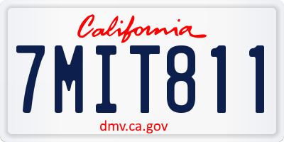 CA license plate 7MIT811