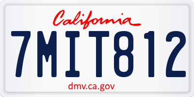 CA license plate 7MIT812