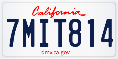 CA license plate 7MIT814
