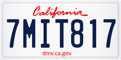 CA license plate 7MIT817