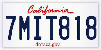 CA license plate 7MIT818