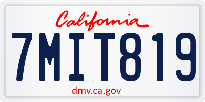 CA license plate 7MIT819