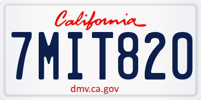 CA license plate 7MIT820
