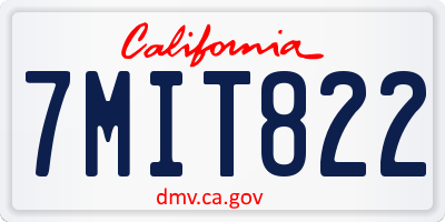 CA license plate 7MIT822