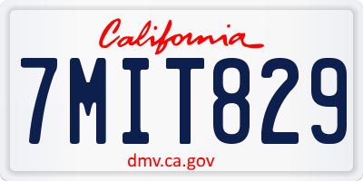 CA license plate 7MIT829