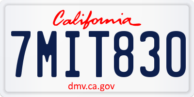 CA license plate 7MIT830