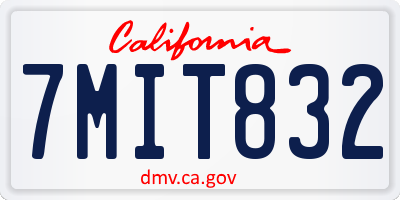 CA license plate 7MIT832
