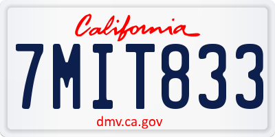 CA license plate 7MIT833