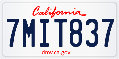 CA license plate 7MIT837
