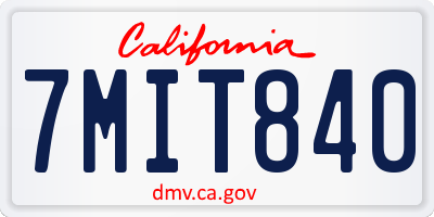 CA license plate 7MIT840