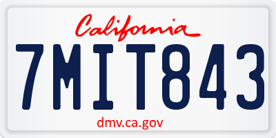 CA license plate 7MIT843