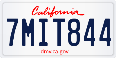 CA license plate 7MIT844