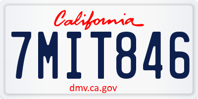 CA license plate 7MIT846