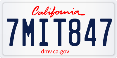 CA license plate 7MIT847