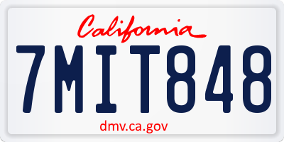 CA license plate 7MIT848
