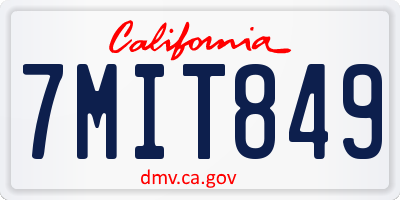 CA license plate 7MIT849