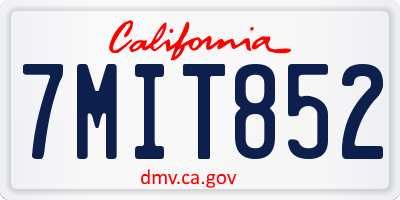 CA license plate 7MIT852