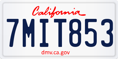CA license plate 7MIT853