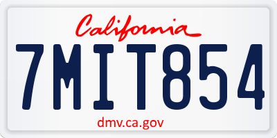 CA license plate 7MIT854