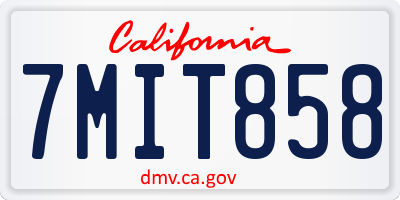 CA license plate 7MIT858
