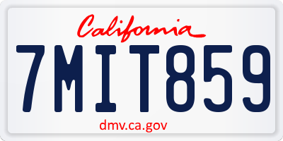 CA license plate 7MIT859