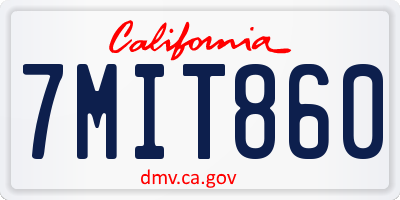 CA license plate 7MIT860