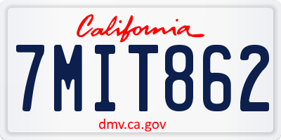 CA license plate 7MIT862
