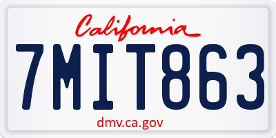 CA license plate 7MIT863