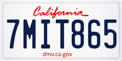 CA license plate 7MIT865