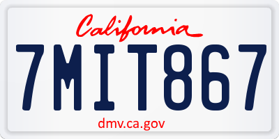 CA license plate 7MIT867