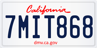 CA license plate 7MIT868