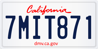 CA license plate 7MIT871