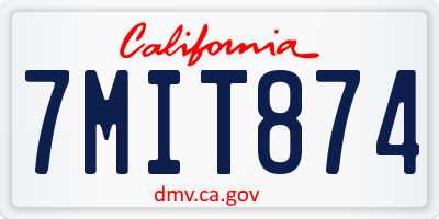 CA license plate 7MIT874