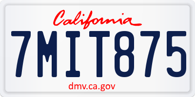 CA license plate 7MIT875