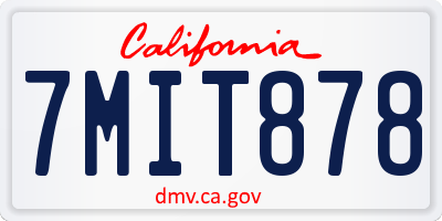 CA license plate 7MIT878