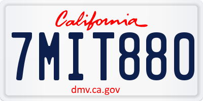 CA license plate 7MIT880