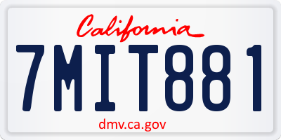 CA license plate 7MIT881