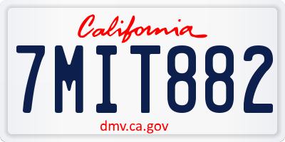 CA license plate 7MIT882