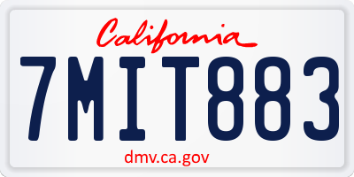 CA license plate 7MIT883