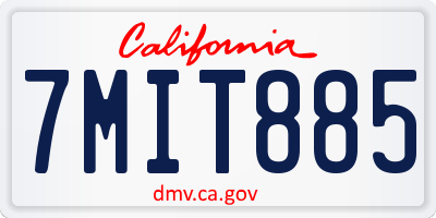 CA license plate 7MIT885