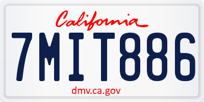 CA license plate 7MIT886