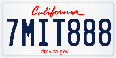 CA license plate 7MIT888
