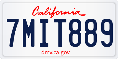 CA license plate 7MIT889