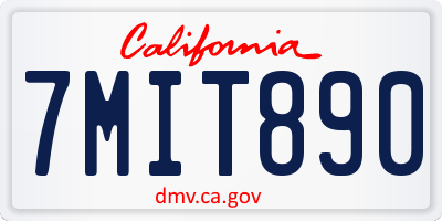 CA license plate 7MIT890