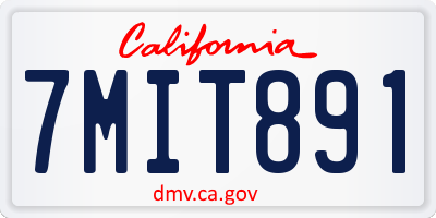 CA license plate 7MIT891