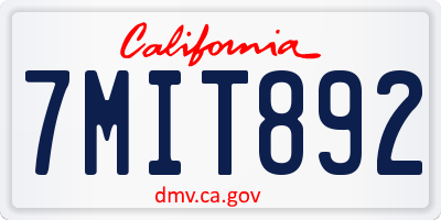 CA license plate 7MIT892